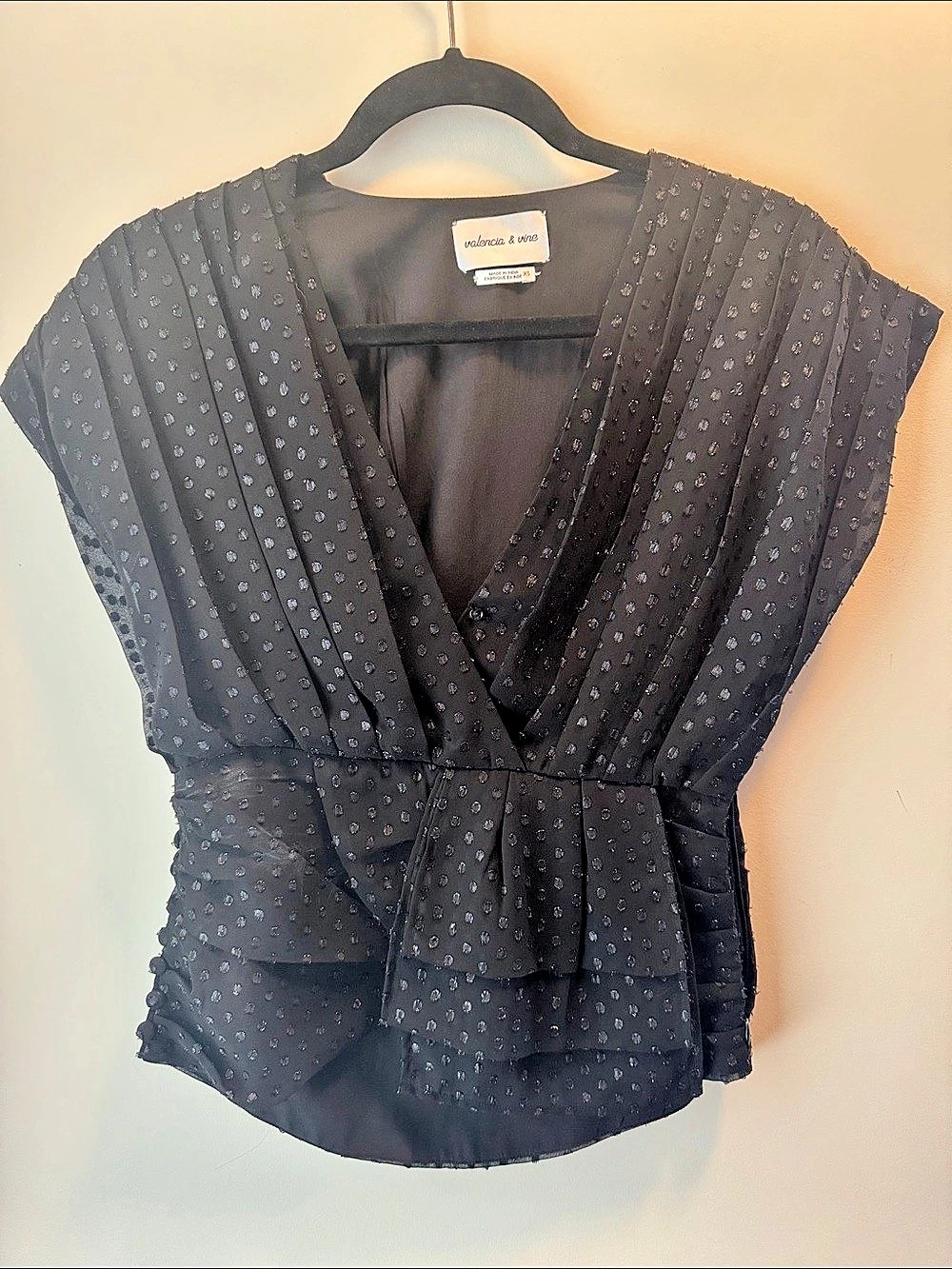 Valencia & Vine Polka Dot Blouse in Black XS